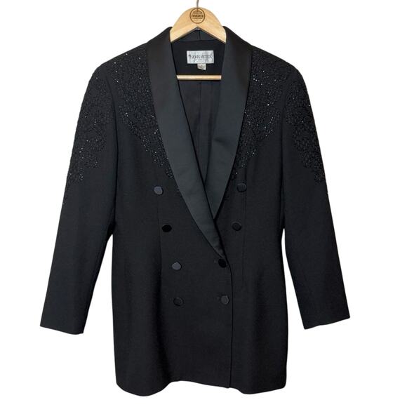 John Meyer of Norwich Women’s VTG 100% Wool Beaded Double-Breasted Blazer Sz 10 - Picture 1 of 10
